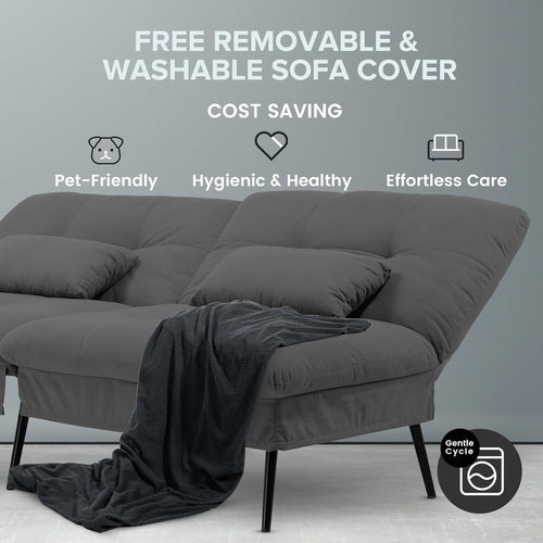 68 Inch Convertible Futon Sofa Bed With Adjustable Backrest