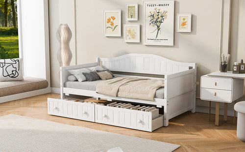 Twin Wooden Daybed with 2 drawers, Sofa Bed for Bedroom Living Room,No