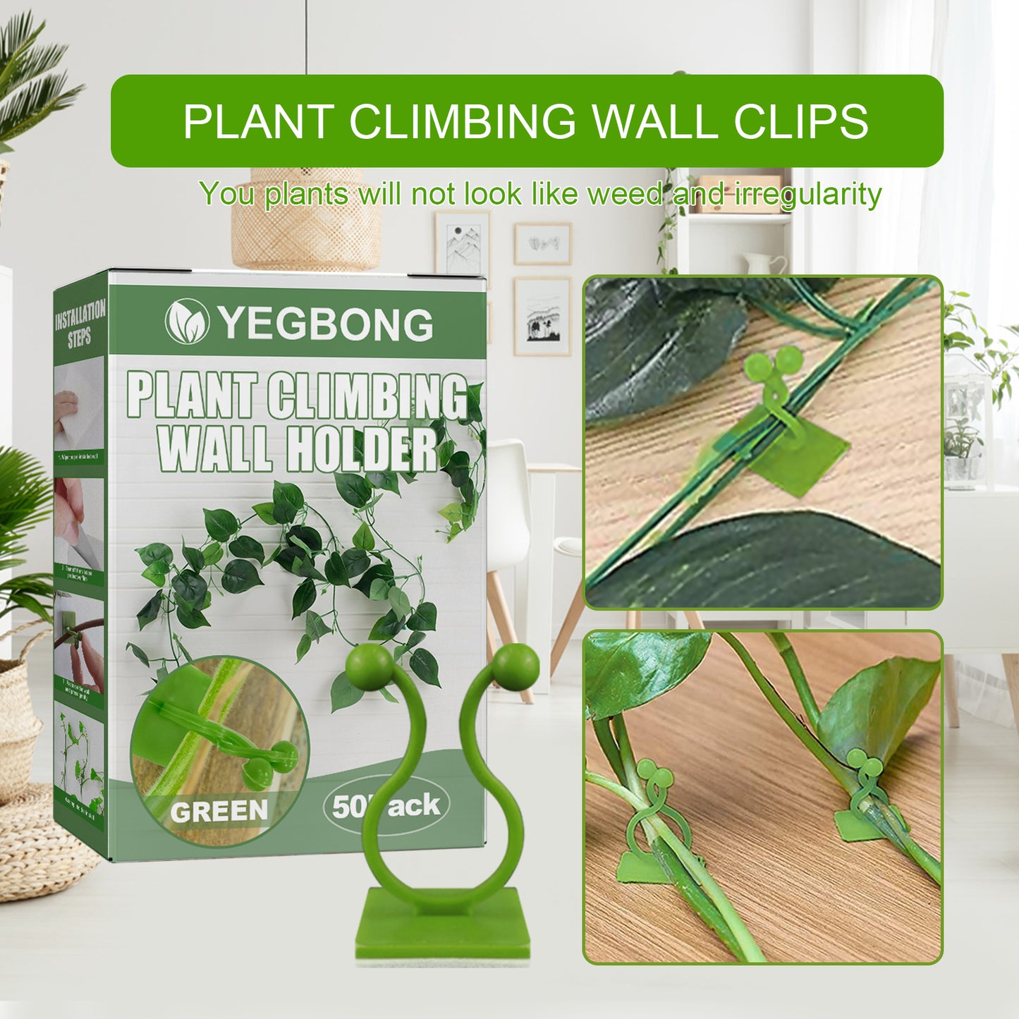 Yegbong Plant Climbing Wall Holder, Household Vine Plant Wall Climbing Self-adhesive Retainer