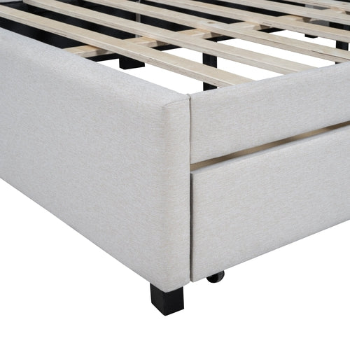 Upholstered Daybed with 2 Storage Drawers Sofa Bed Frame, Linen Fabric