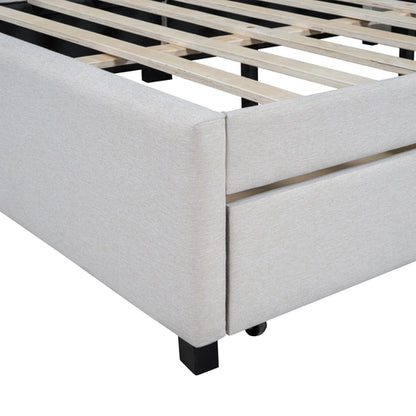 Upholstered Daybed with 2 Storage Drawers Sofa Bed Frame, Linen Fabric