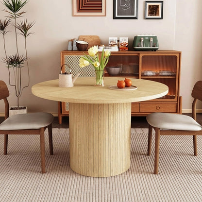 Round Dining Table for 4, Modern Farmhouse Kitchen Table, 47 Inch