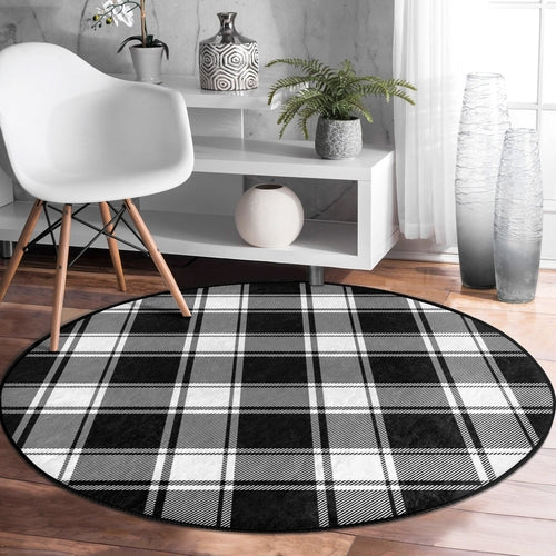 Plaid Round Rug, Plaid Area Rug, Living Room Area Rug, Bedroom Circle