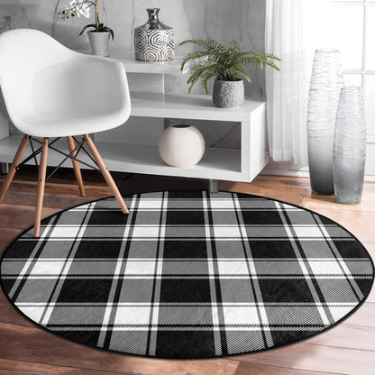Plaid Round Rug, Plaid Area Rug, Living Room Area Rug, Bedroom Circle