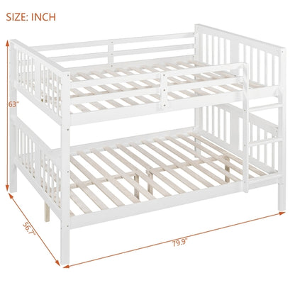 Full over Full Bunk Bed with Ladder for Bedroom, Guest Room Furniture