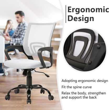 Ergonomic White Office Chair With Lumbar Support For Home