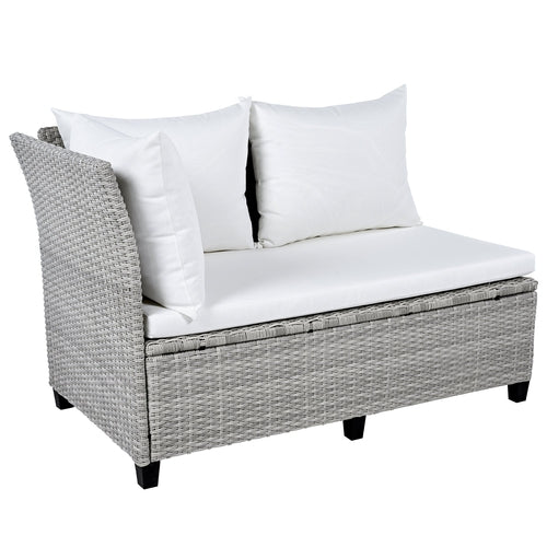 5-Piece Outdoor Patio Rattan Sofa Set, Sectional PE Wicker L-Shaped