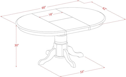 Oval Dining Table 42x60 Inch Butterfly Leaf Finish