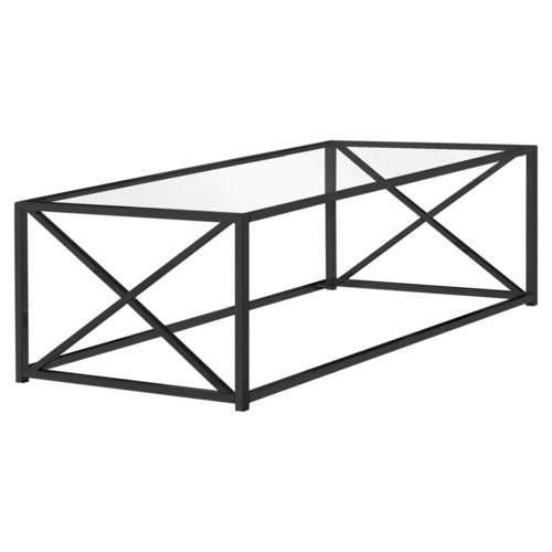 17.25" Chrome Metal and Clear Tempered Glass Coffee Table