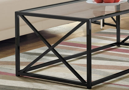 17.25" Chrome Metal and Clear Tempered Glass Coffee Table