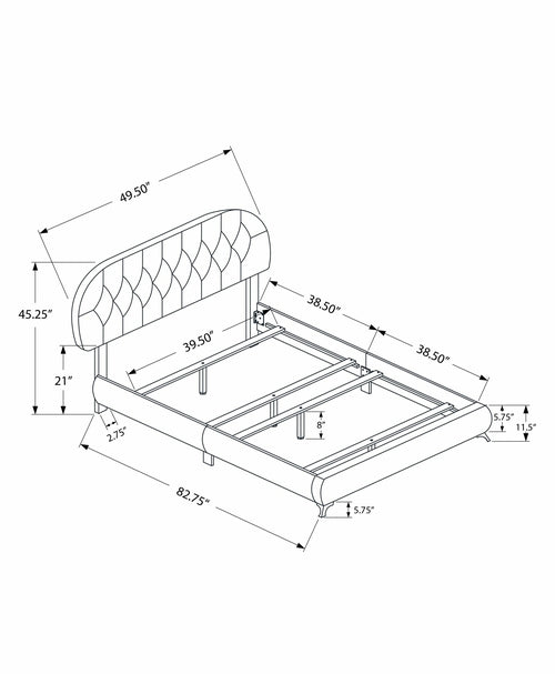45.25" Solid Wood MDF Foam and Linen Twin Sized Bed with Chrome Legs