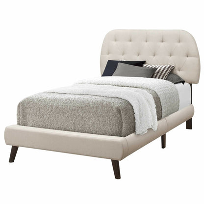 45.25" Solid Wood MDF Foam and Linen Twin Sized Bed with Chrome Legs