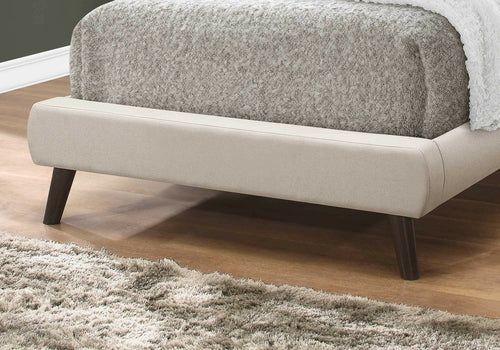 45.25" Solid Wood MDF Foam and Linen Twin Sized Bed with Chrome Legs
