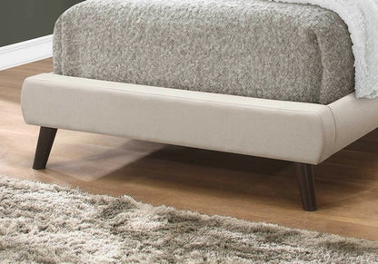 45.25" Solid Wood MDF Foam and Linen Twin Sized Bed with Chrome Legs