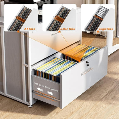 Lockable File Cabinet With Charging Station For Home Office