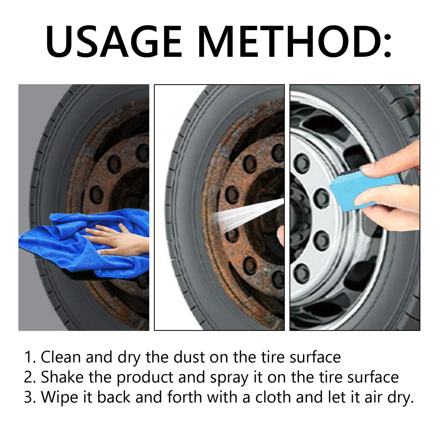 Tire Brightening Film, Wheel Retreading Clean Polished Brightening Multi-Functional Wheels From Spray Paint