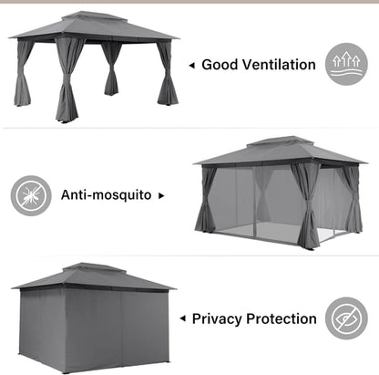 Outdoor Gazebo 10x13 With Mosquito Netting Weatherproof