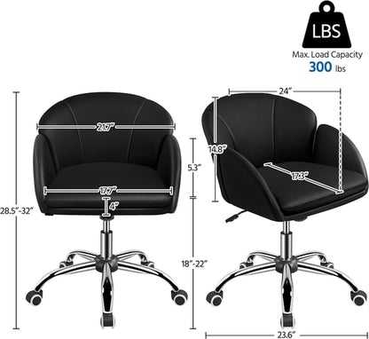 Black Velvet Upholstered Swivel Desk Chair For Office