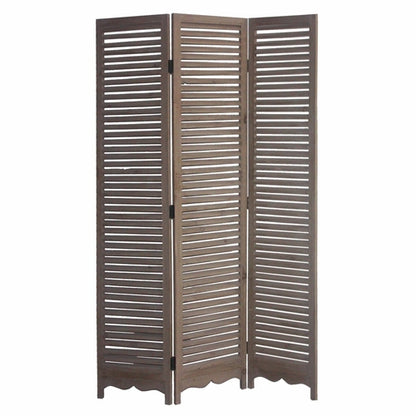 Distressed Light Wood Shutter Three Panel Room Divider Screen