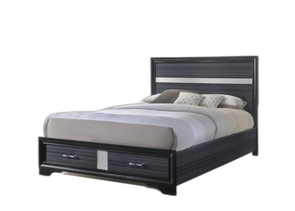 79inches X 84inches X 50inches Black Wood Eastern King Bed wStorage