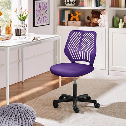 Students Cute Desk Chair Low-Back Armless Study Chair W/Lumbar Support