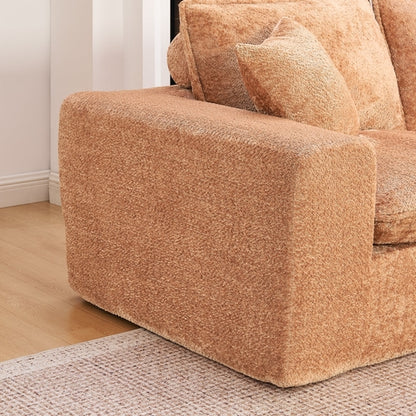 Modern Boucle L-Shaped Sectional Sofa with Two Moveable Ottomans,