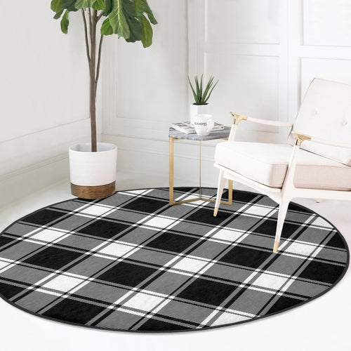 Plaid Round Rug, Plaid Area Rug, Living Room Area Rug, Bedroom Circle