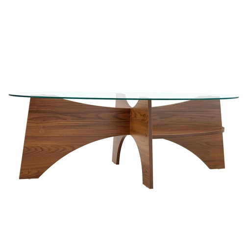 Oval Glass Coffee Table – 41.3" Modern Tempered Glass Table,