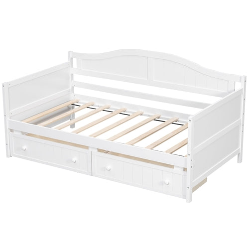 Twin Wooden Daybed with 2 drawers, Sofa Bed for Bedroom Living Room,No