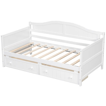 Twin Wooden Daybed with 2 drawers, Sofa Bed for Bedroom Living Room,No