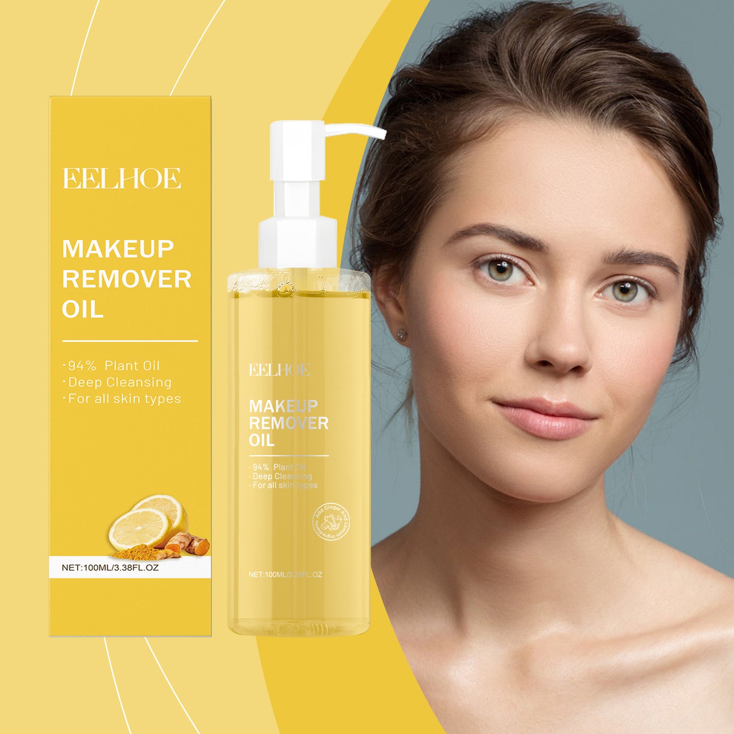 EELHOE Ginger Lemon Cleansing Oil, Care For The Skin And Clean Pores Gentle, Refreshing And Non-Tight Cleansing Oil