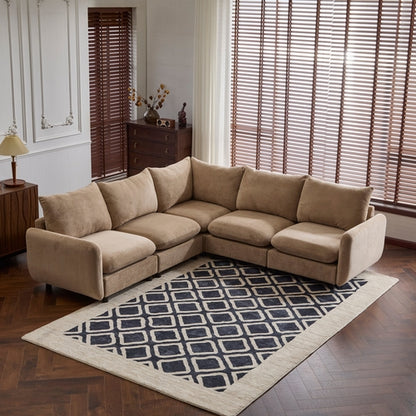 Modular Velvet Sectional Sofa Corner Chair – Convertible Upholstered
