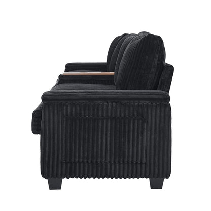 Modern 4-Seater Corduroy Sofa Couch with USB Ports, Hidden Storage and