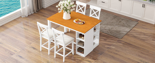 60'Lx30'W Solid Wood Farmhouse Counter Height Dining Table Set with