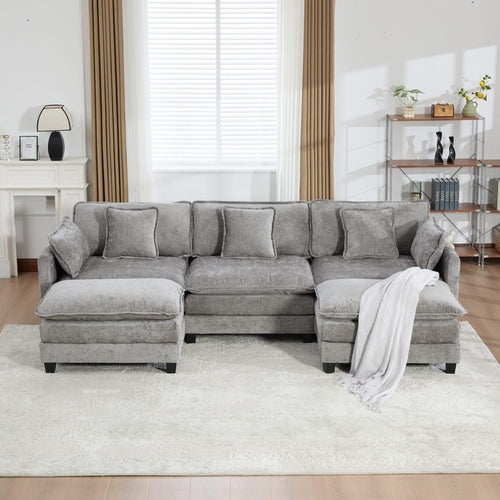Cloud Sofa Modern Sectional Couch, Double Layer Upholstered Chenille