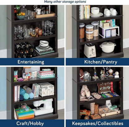 Estate Black 5 Shelf Bookcase 35.28 x 13.23 x 69.76 Inches