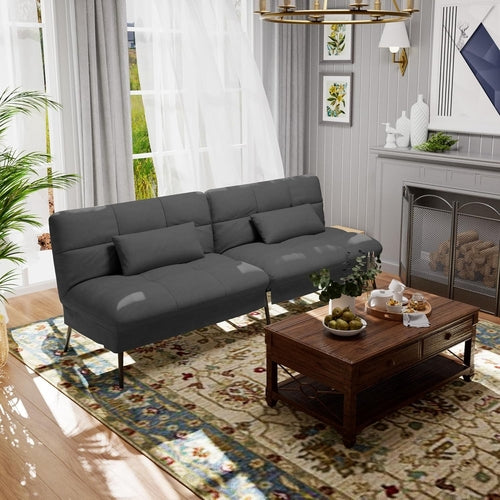 68 Inch Convertible Futon Sofa Bed With Adjustable Backrest
