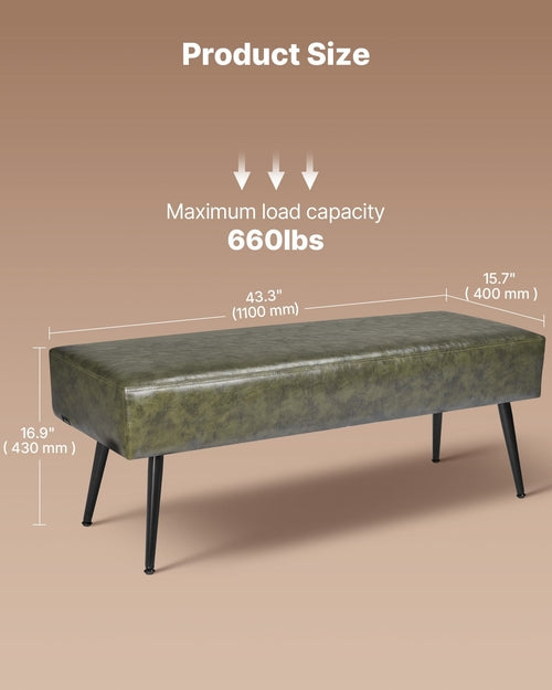Leather Bedroom Bench, PU Leather Bench With Metal Legs And With