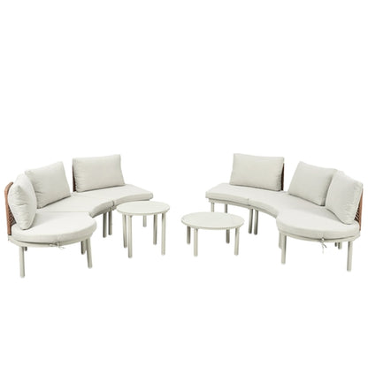 8-Piece Patio Sofa Furniture Set, Half Moon Outdoor Sectional Sofa