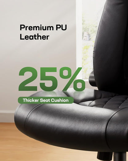 Executive Office Chair with Flip-Up Armrests,Pu Leather Ergonomic Desk