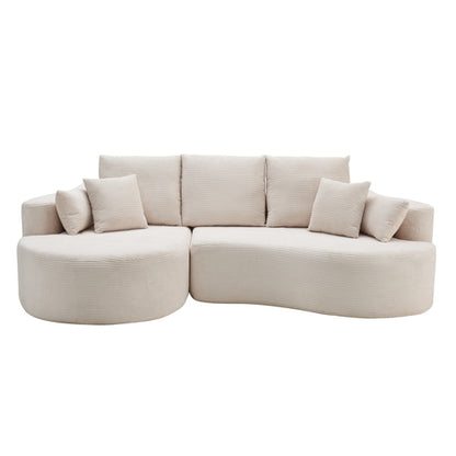 106" Curved Boucle Cloud Sectional Sofa with Chaise Lounge – 2-Piece