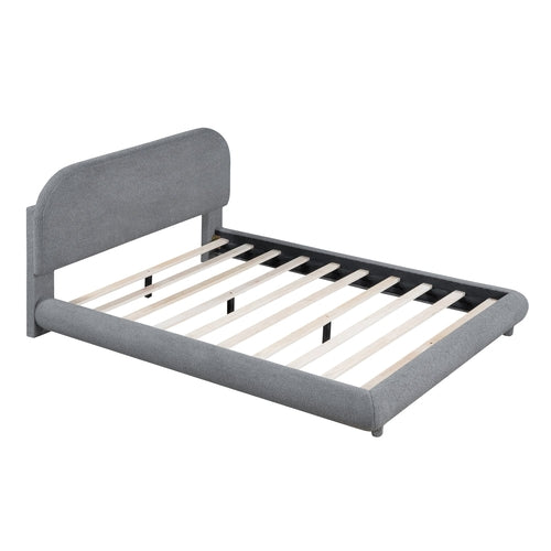 Teddy Fleece Upholstered Platform Bed with Thick Fabric, Solid Frame