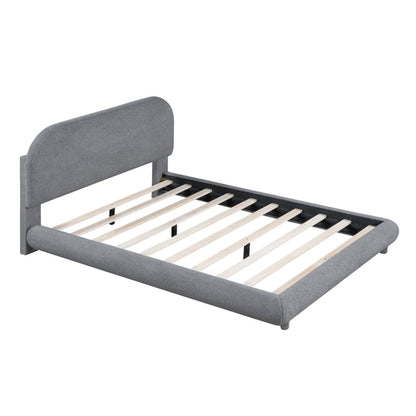 Teddy Fleece Upholstered Platform Bed with Thick Fabric, Solid Frame