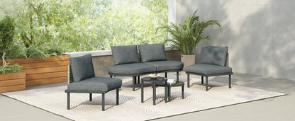 6-Piece Patio Sofa Furniture Set, Half Moon Outdoor Sectional Sofa