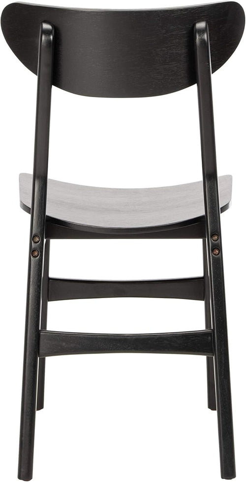 Retro Black Wood Dining Chair Set Of 2 For Home Dining