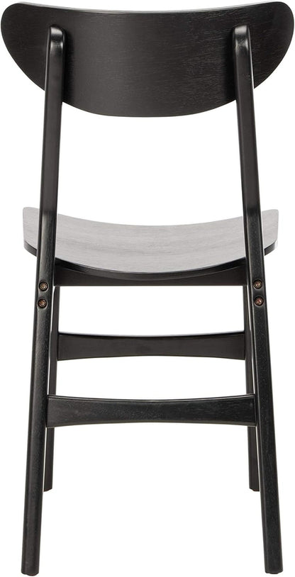 Retro Black Wood Dining Chair Set Of 2 For Home Dining