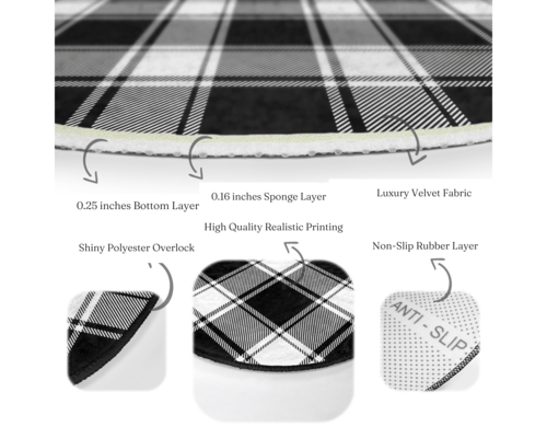 Plaid Round Rug, Plaid Area Rug, Living Room Area Rug, Bedroom Circle