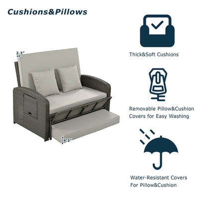 Outdoor Chaise Lounge Rattan White with Adjustable Design for Patio,