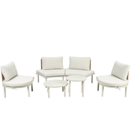 6-Piece Patio Sofa Furniture Set, Half Moon Outdoor Sectional Sofa