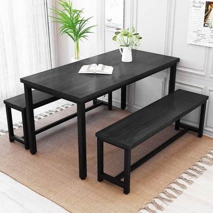 Rectangular Dining Table And Chairs Set Four Modern Wood